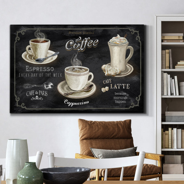Coffee Trio - Wrapped Canvas Textual Art Print Winston Porter Size: 12" H x 8" W x 1" D
