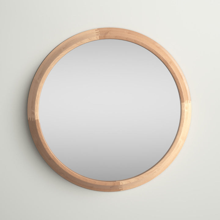 Laylah Wood Framed Mirror 24" Diameter Natural Sand & Stable™