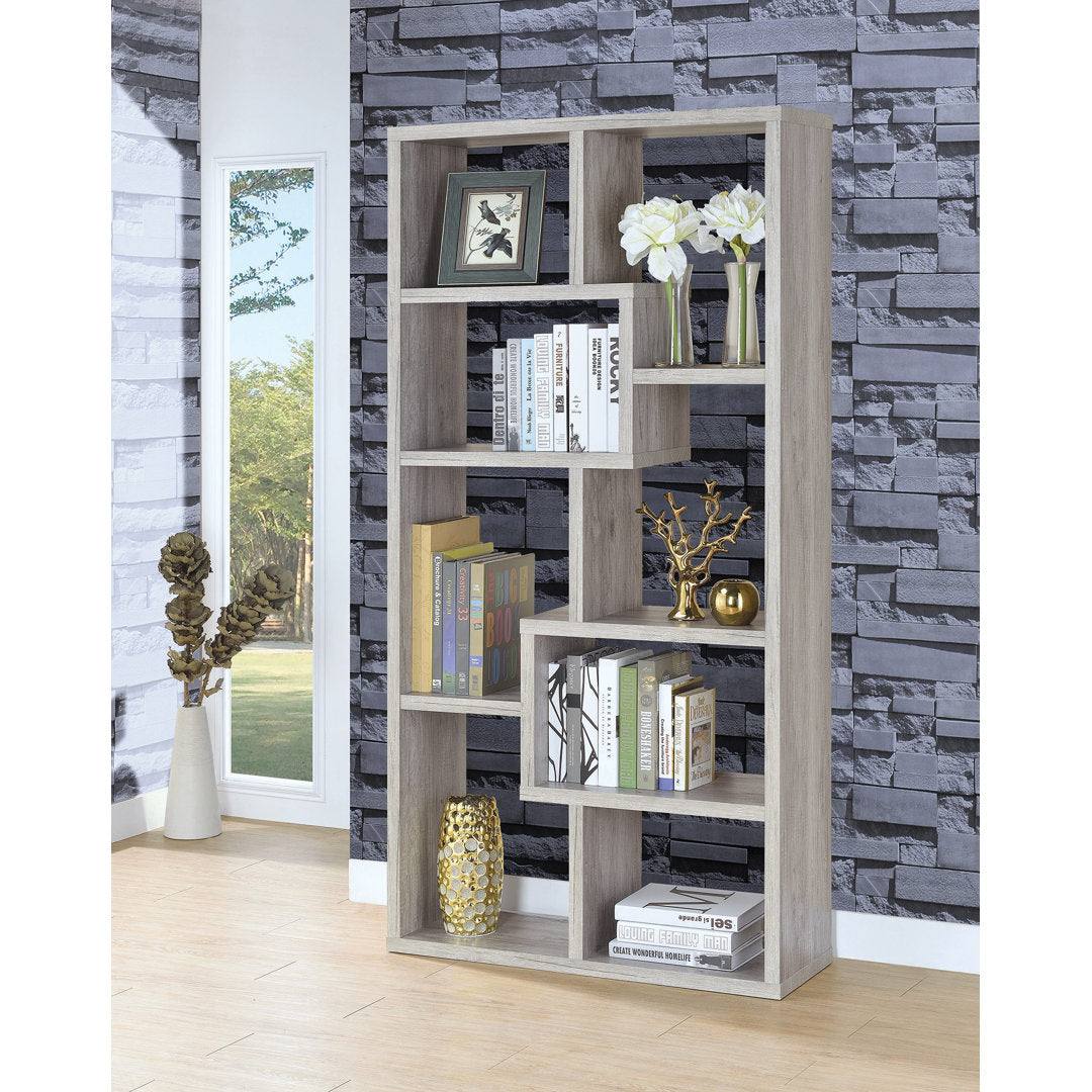 Adwolf 70.75" H x 35" W Geometric Bookcase Wade Logan® Color: Gray