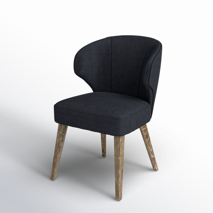 Golino Fabric Upholstered Wingback Side Chair Joss & Main Leg Color: Brown, Upholstery Color: Black