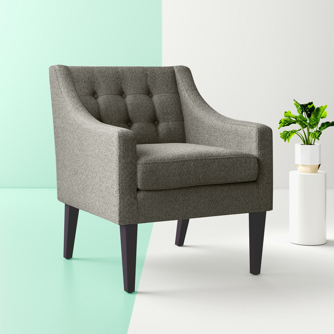 Clopton 26" Wide Mid-Century Modern Tufted Accent Armchair Hashtag Home Fabric: Dark Gray Polyester Blend