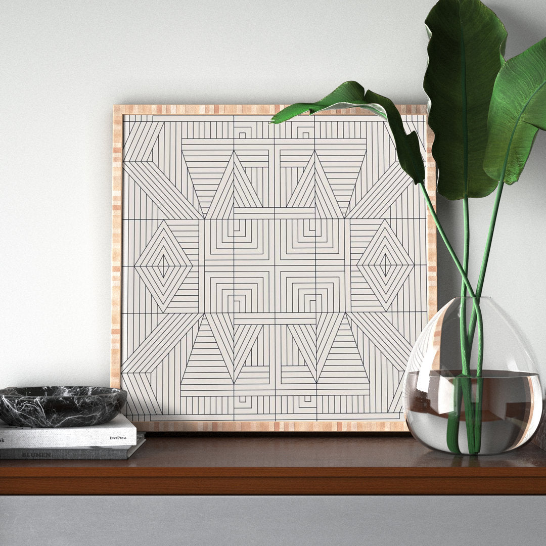Line Mandala' - Picture Frame Graphic Art Print on Paper Mercury Row® Size: 20" H x 20" W x 1" D