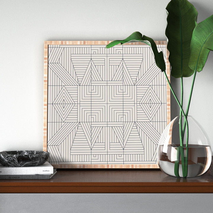 Line Mandala' - Picture Frame Graphic Art Print on Paper Mercury Row® Size: 20" H x 20" W x 1" D