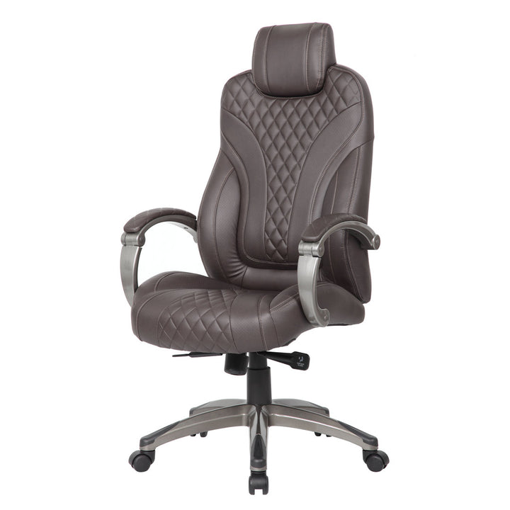 Executive Chair Boss Office Products Upholstery Color: Brown, Frame Color: Pewter