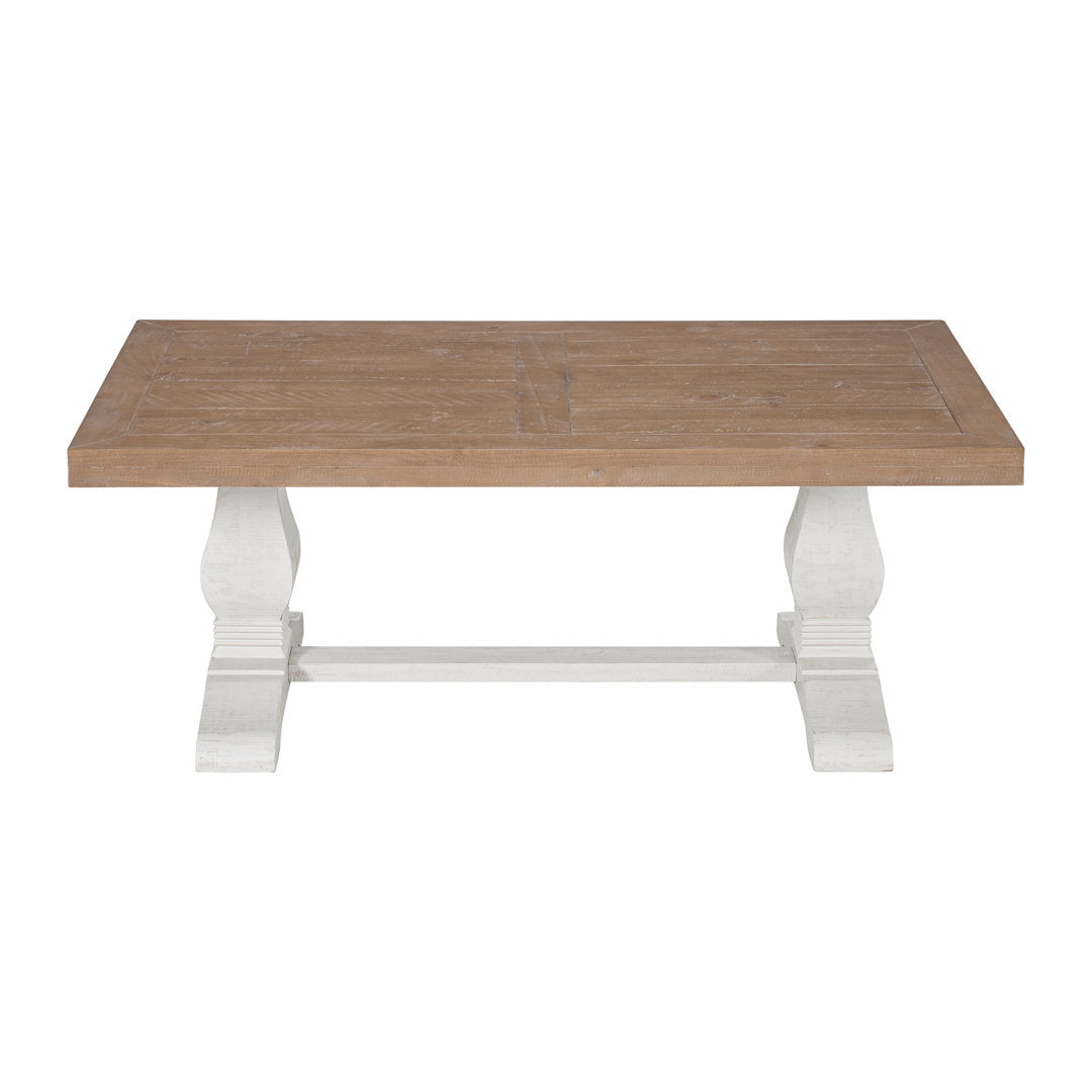 Sarcoline Solid Wood Pedestal Coffee Table The Twillery Co.® Table Top Color/Table Base Color: Driftwood/White