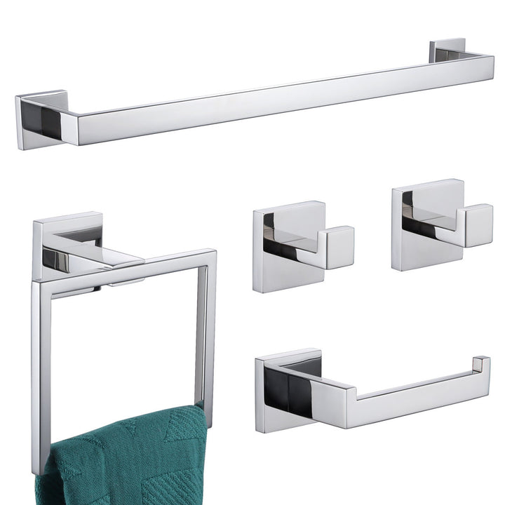 KOKOSIRI 5 Piece Bathroom Accessories Set (Set of 5) KOKOSIRI Finish: Polished Chrome