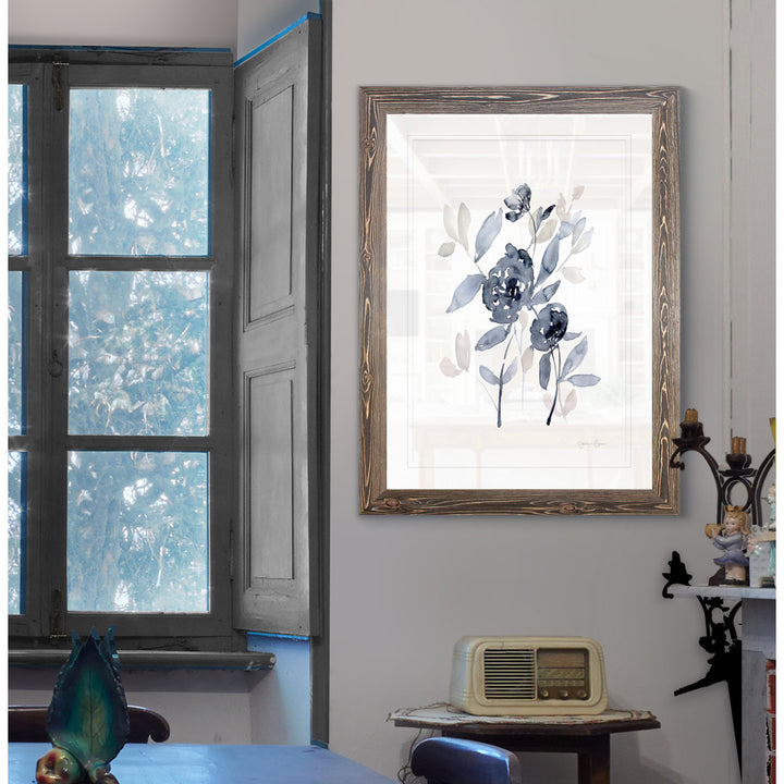 Peonies In Gray I' - Picture Frame Print on Glass Winston Porter Size: 28" H x 38" W x 1.25" D Format: Framed Espresso Print