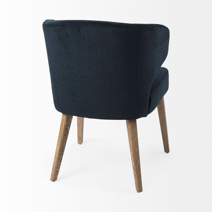Golino Fabric Upholstered Wingback Side Chair Joss & Main Leg Color: Medium Brown, Upholstery Color: Navy