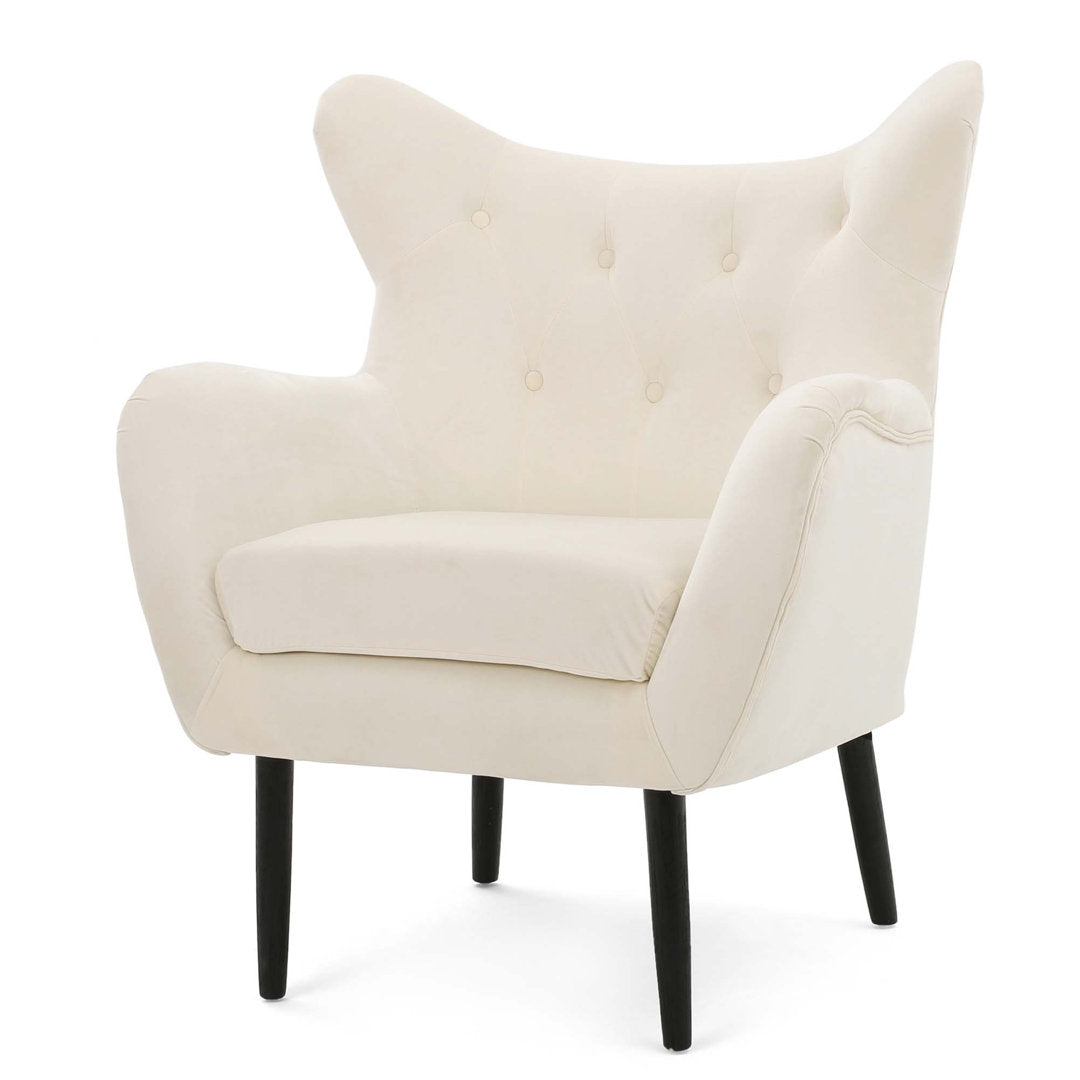 Danney 30'' Wide Tufted Velvet Wingback Chair House of Hampton® Fabric: Ivory Velvet