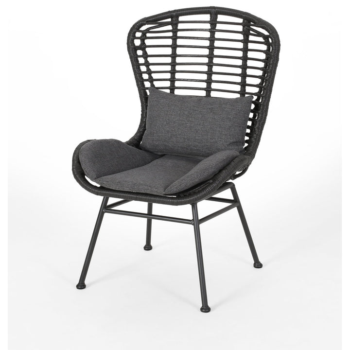 Frazer Patio Chair with Cushions (Set of 2) Mistana™ Frame Color: Gray Frame, Cushion Color: Dark Gray