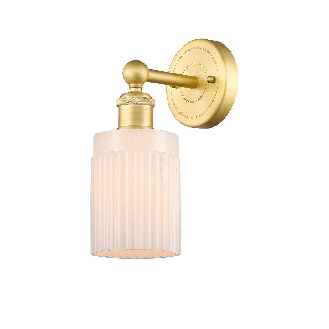 Elloise 1-Light Armed Sconce Kelly Clarkson Home Shade Color: Matte White Fixture Finish: Satin Gold