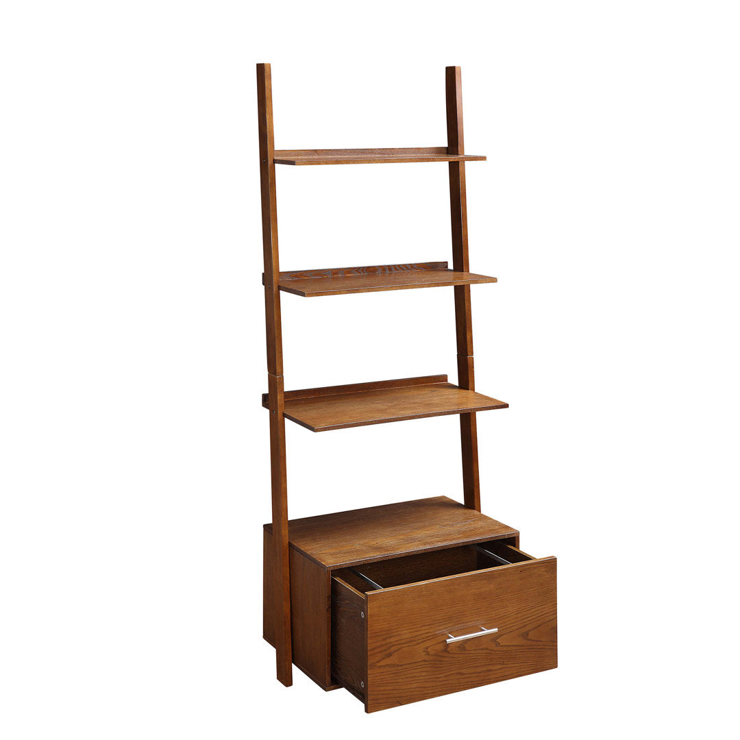 69'' H x 24.75'' W Solid Wood Ladder Bookcase Ebern Designs Color: Dark Walnut