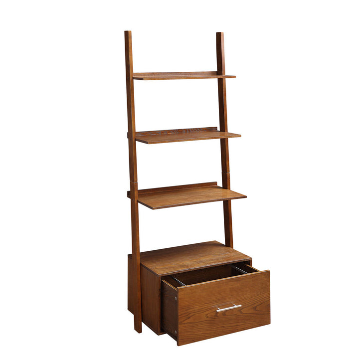 69'' H x 24.75'' W Solid Wood Ladder Bookcase Ebern Designs Color: Dark Walnut
