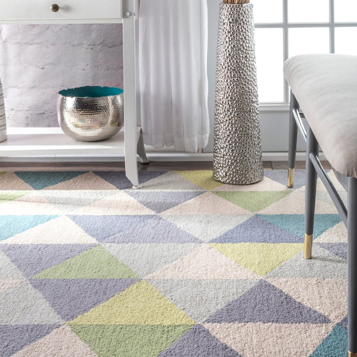 Seleucia Hand-Hooked Gray/Blue Area Rug Brayden Studio® Rug Size: Rectangle 9' 6" x 13' 6"