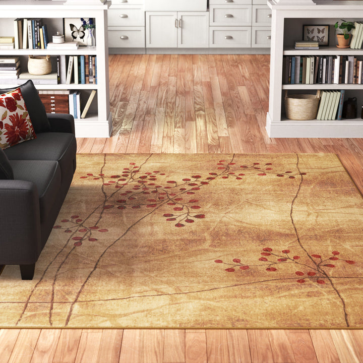 Arnim Floral Taupe/Beige/Red Area Rug Lark Manor™ Rug Size: Rectangle 5'3" x 7'5"