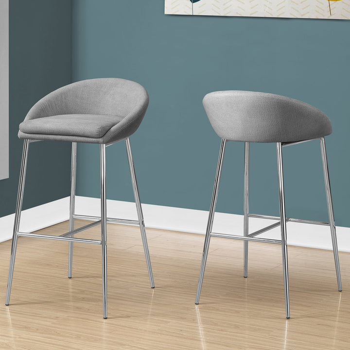 Glaser Bar Stool, Counter Height, Kitchen, Chrome, Contemporary (Set of 2) Wade Logan® Seat Height: Bar Stool (29.75" Seat Height ), Upholstery: Gray
