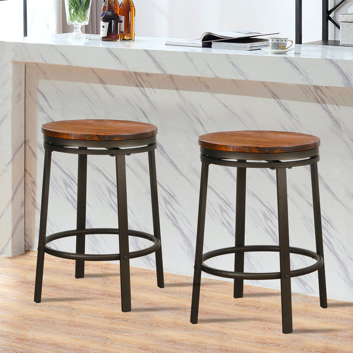 Solid Wood Swivel 24.2" Counter Stool for Dining Room Bistro (Set of 2) Williston Forge