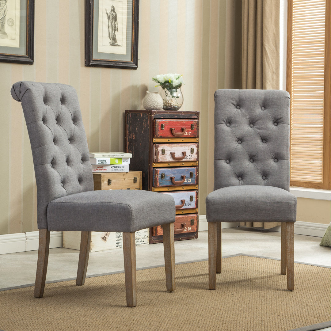Charlotte Tufted Upholstered Parsons Chair (Set of 2) Red Barrel Studio® Upholstery Color: Gray
