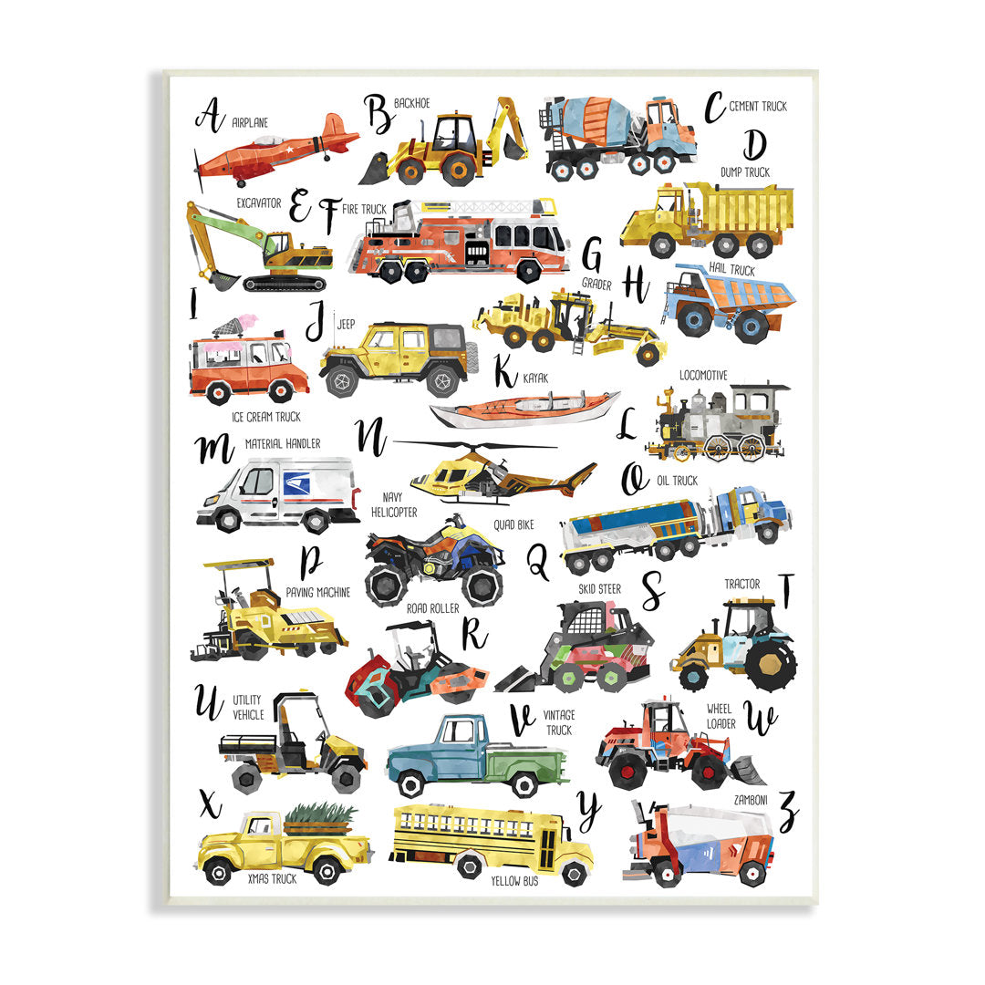 Dyal ABC's Of Motor Vehicles Kid's Alphabet Chart Viv + Rae™ Size: 15" H x 10" W  Format: Wall Plaque