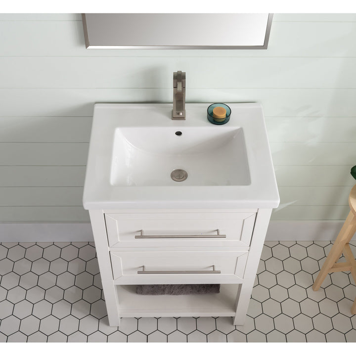 Bickley 24" Single Bathroom Vanity with Ceramic Top Beachcrest Home™ Base Finish: White