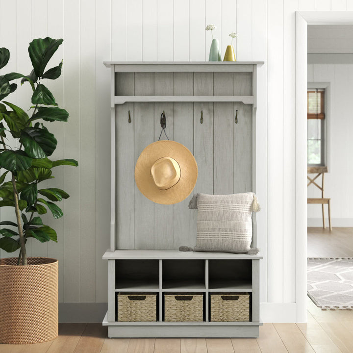 Bridget Hall Tree with Open Storage Sand & Stable™ Color: Fairfax Oak