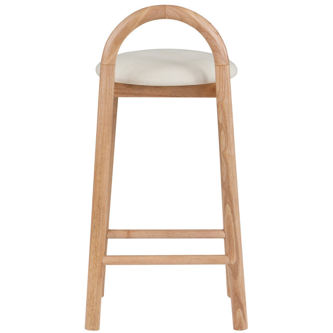 Bartolomea 27" Counter Bar Stool Latitude Run® Frame Color: Natural, Seat Color: Soft Cream Faux Leather