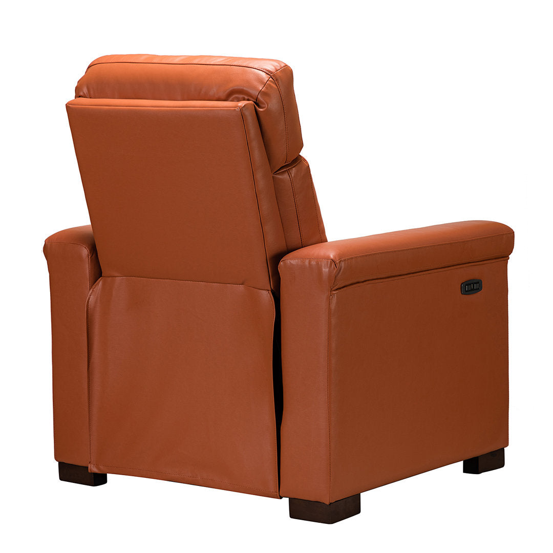 Aziah 34.65" Wide Genuine Leather Power Recliner With USB Port Wade Logan® Body Fabric: Brick Genuine Leather