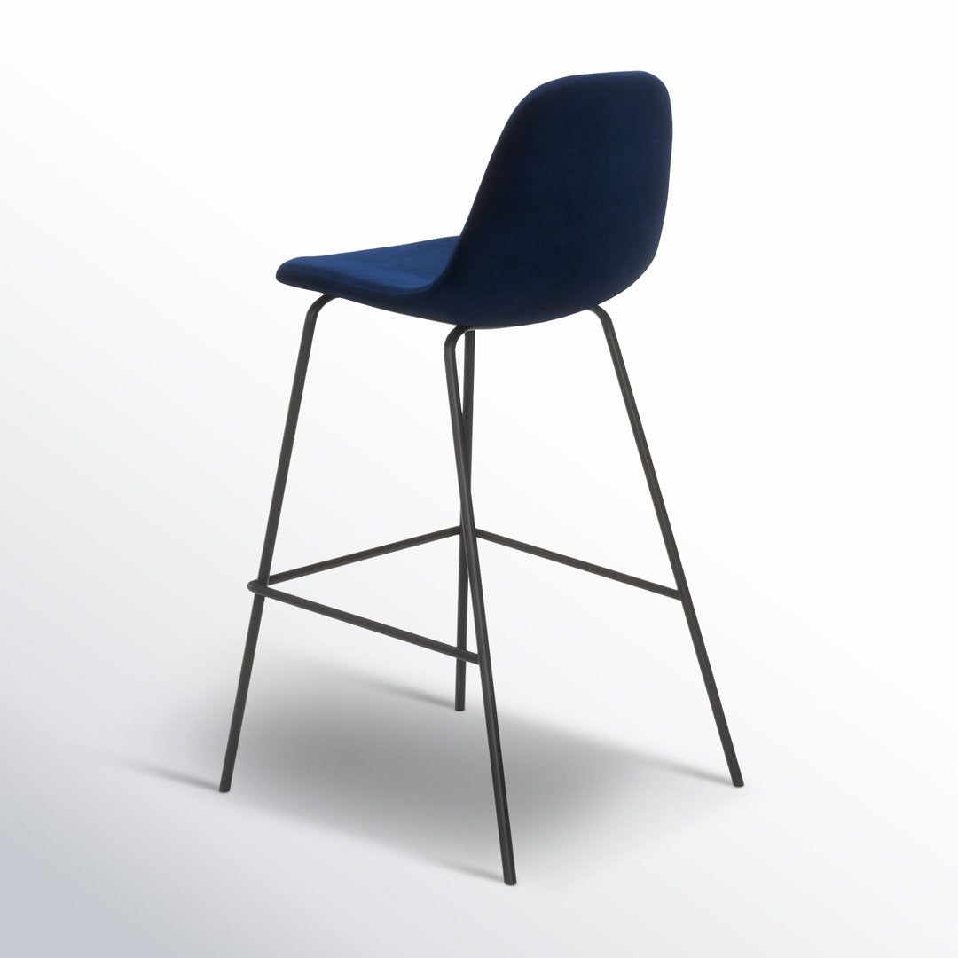 Kody Upholstered Bar & Counter Stool (Set of 2) AllModern Color: Bella Ink Performance Velvet Seat Height: Counter Stool (23.5" Seat Height)