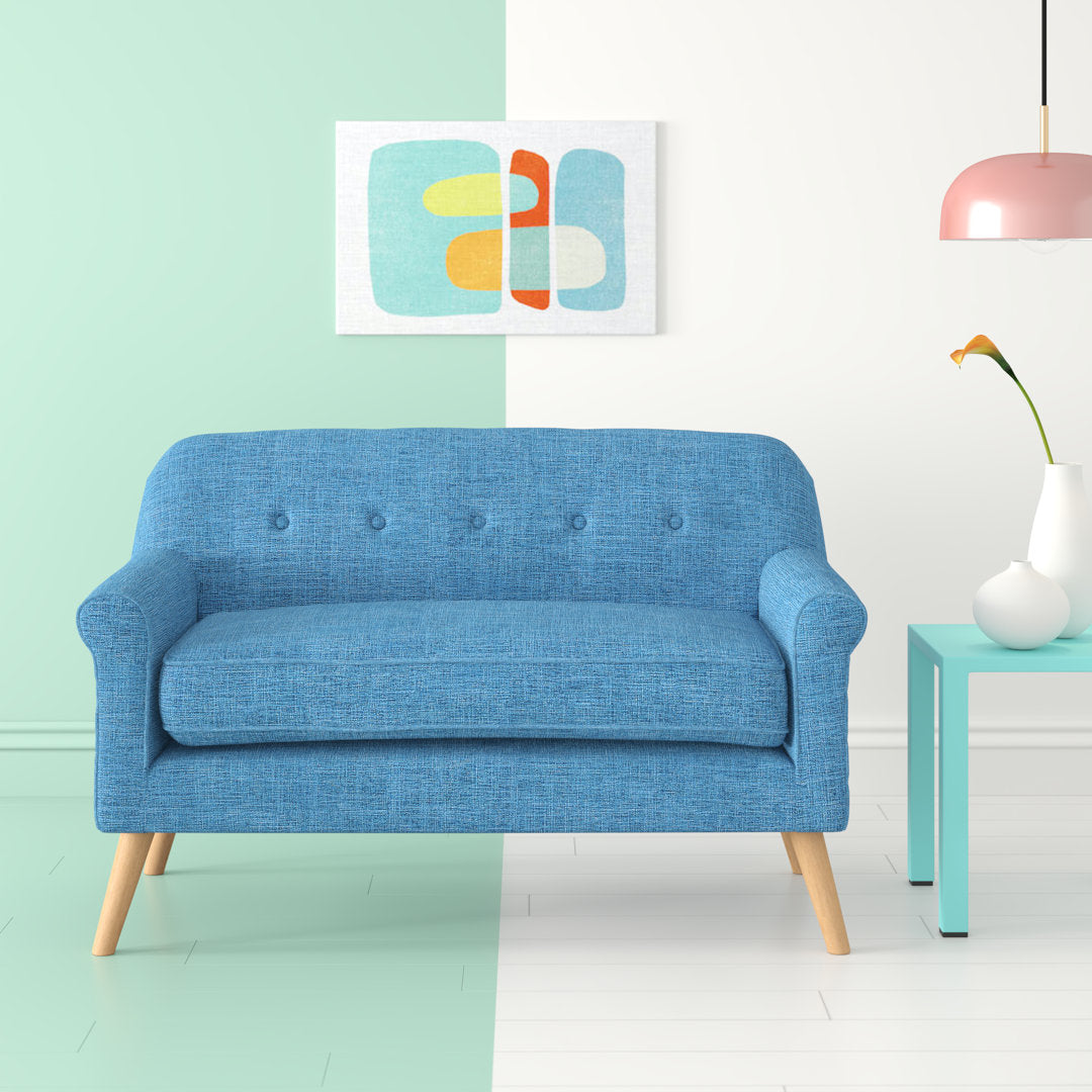 Deby 49.75" Flared Arm Loveseat George Oliver Upholstery Color: Muted Blue Polyester