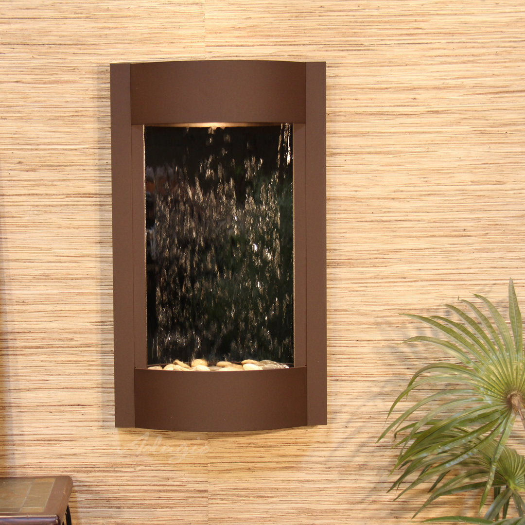 Serene Waters Natural Stone/Metal Wall Fountain with Light Adagio Fountains Finish: Copper Vein, Stone: Silver Mirror