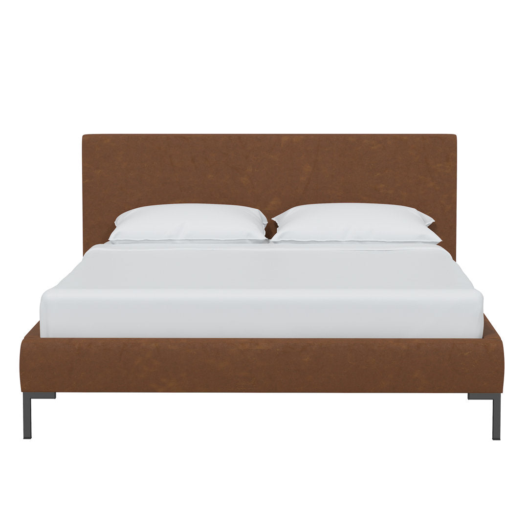 Rand Vegan Leather Bed AllModern Color: Classic Otter Performance Velvet, Leg Color: Brass Size: Twin