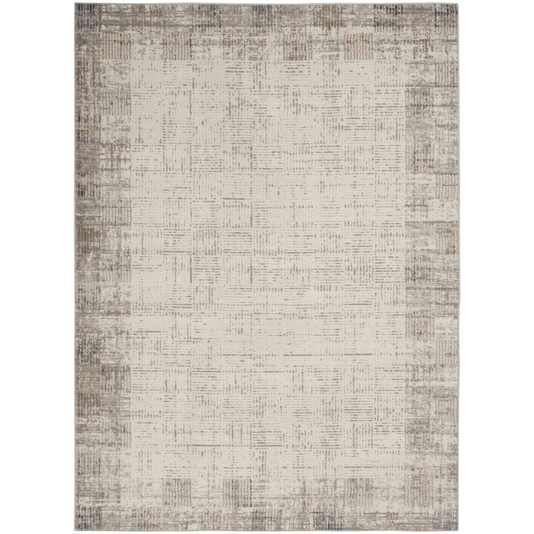 Adriao Geometric Gray/Ivory Area Rug Wade Logan® Rug Size: Rectangle 5'3" x 7'3"