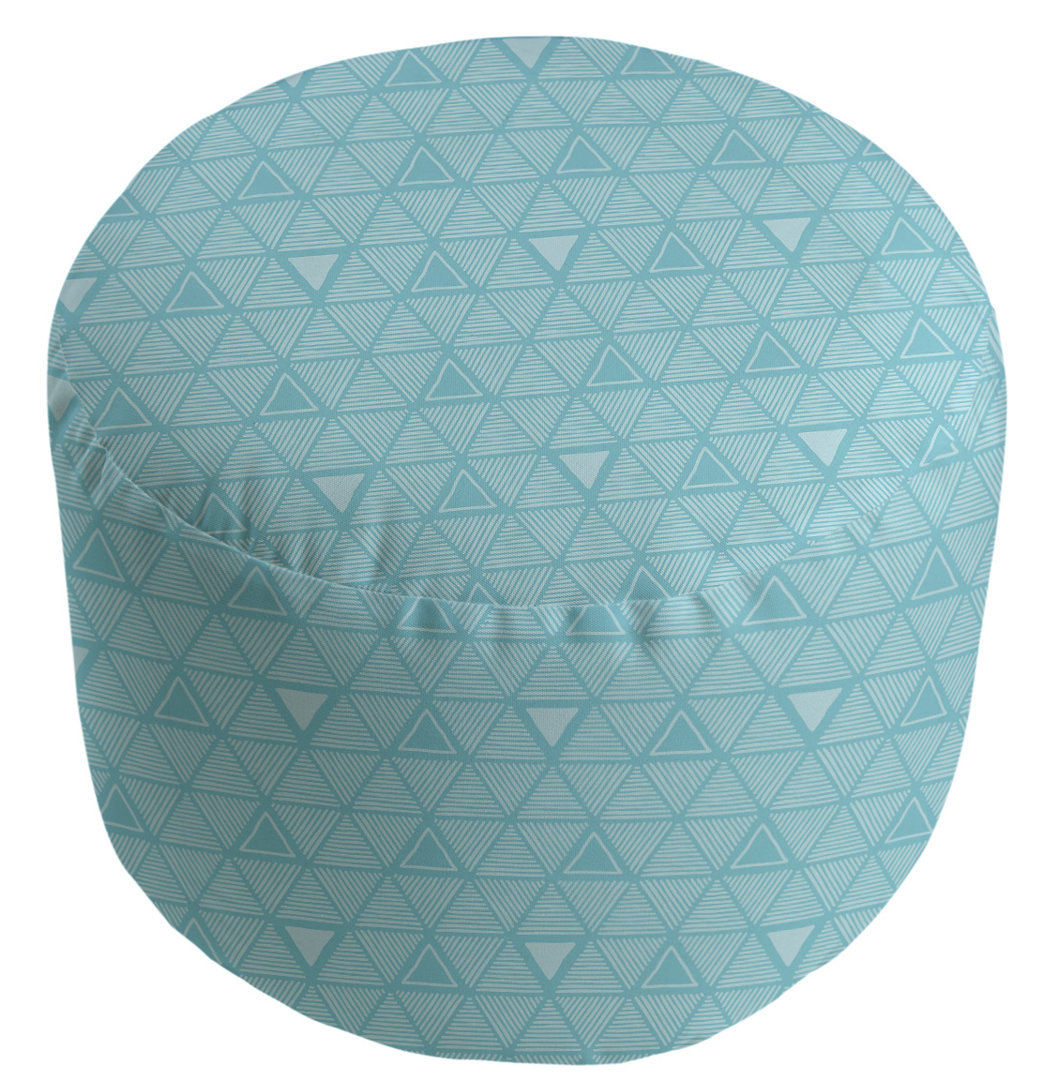 Full Color Hand Drawn Triangles Pouf East Urban Home Upholstery Color: Medium Teal