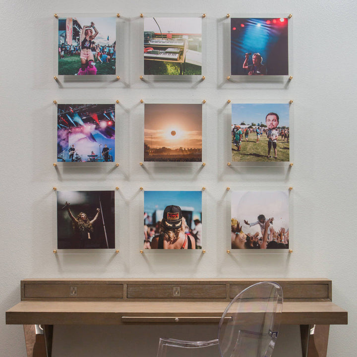 Clear UV-Grade Acrylic Modern Floating Picture Frame - Gold Wexel Art Photo Size: 12" H x 12" W