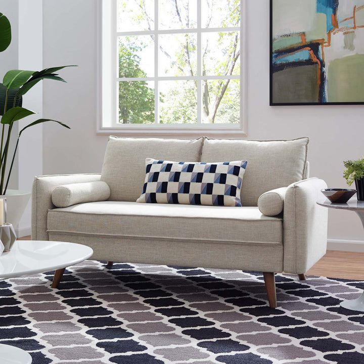 Modway Revive Upholstered Fabric Loveseat Modway Upholstery Color: Beige Polyester Blend