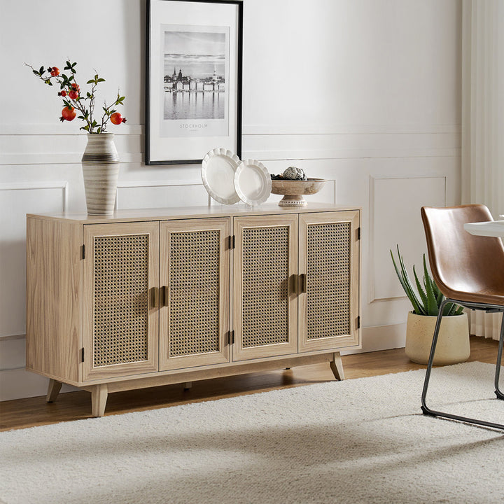 Emily 56.8''Rattan TV Stand With Storage Kelly Clarkson Home Color: Acorn