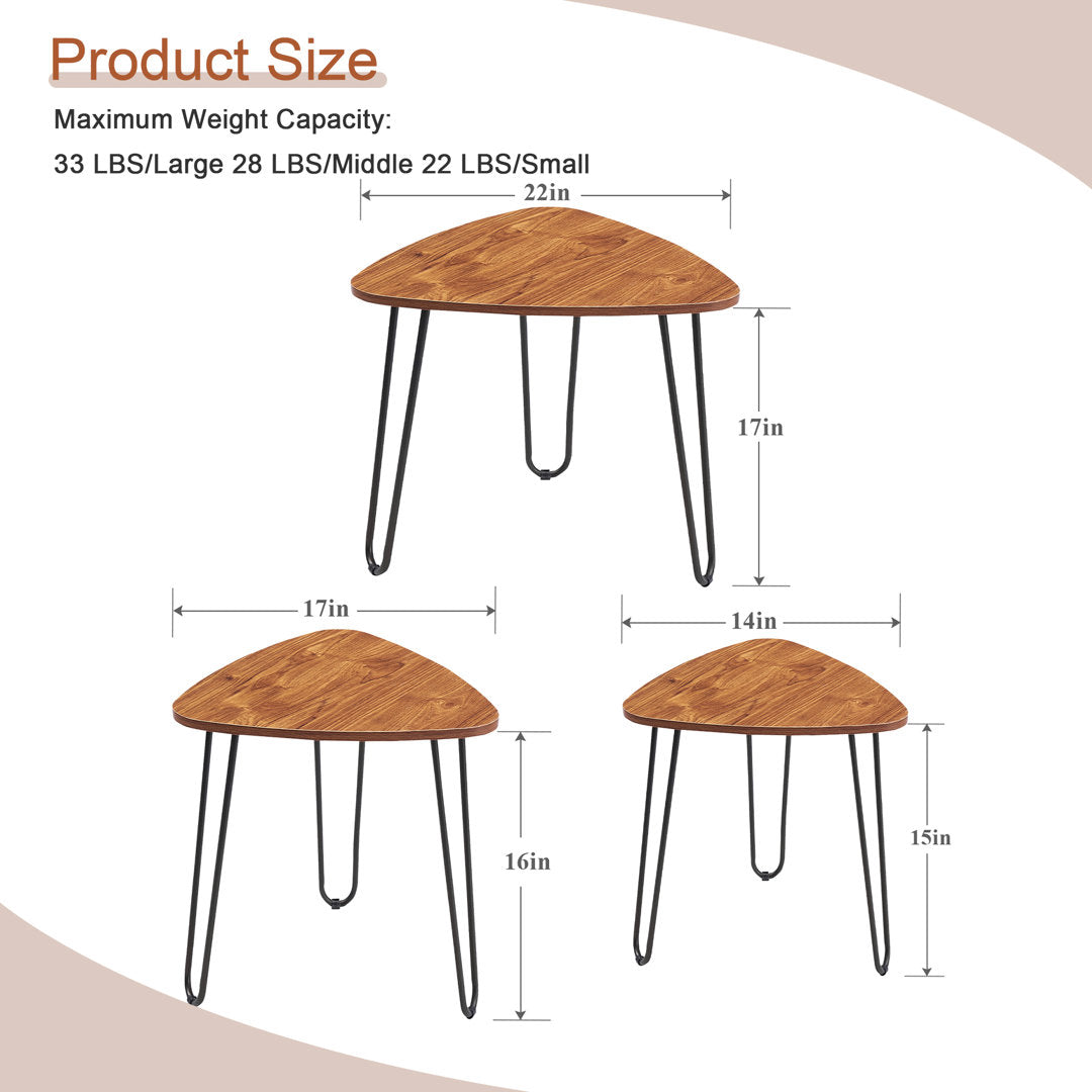 Summerall Nesting Coffee Tables, End Tables Set, Small Stacking Side Tables for Living Room Bedroom (Set of 3) Union Rustic