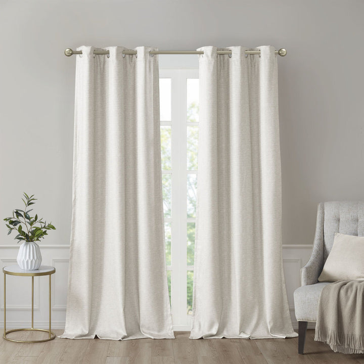 Sashay Faux Silk Room Darkening Curtain Panel Pair (Set of 2) Etta Avenue™ Curtain Color: Ivory Size per Panel: 42"W x 84"L