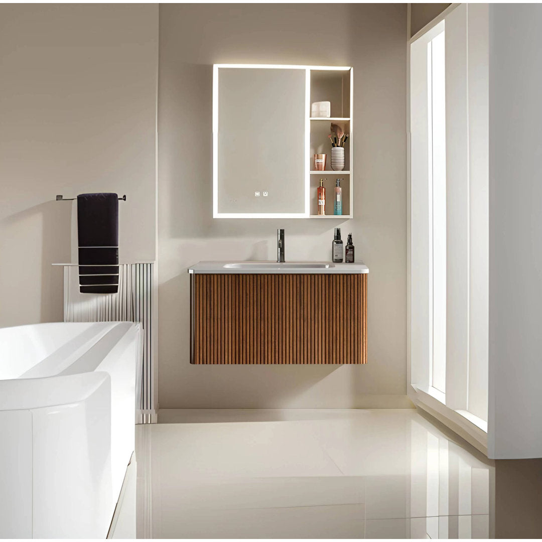 Burkard 30'' Wall Mounted Single Bathroom Vanity with Ceramic Top Ebern Designs