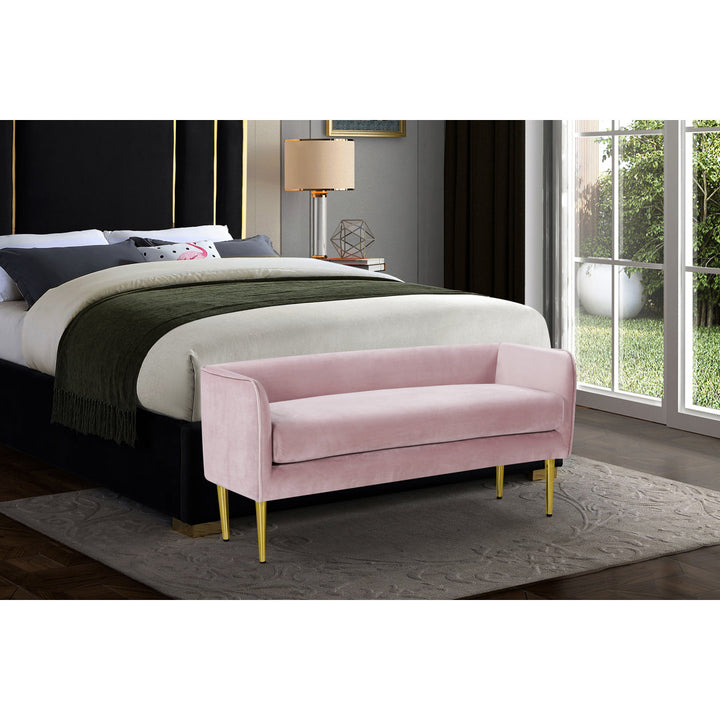 Manuel Upholstered Bench Everly Quinn Color: Pink
