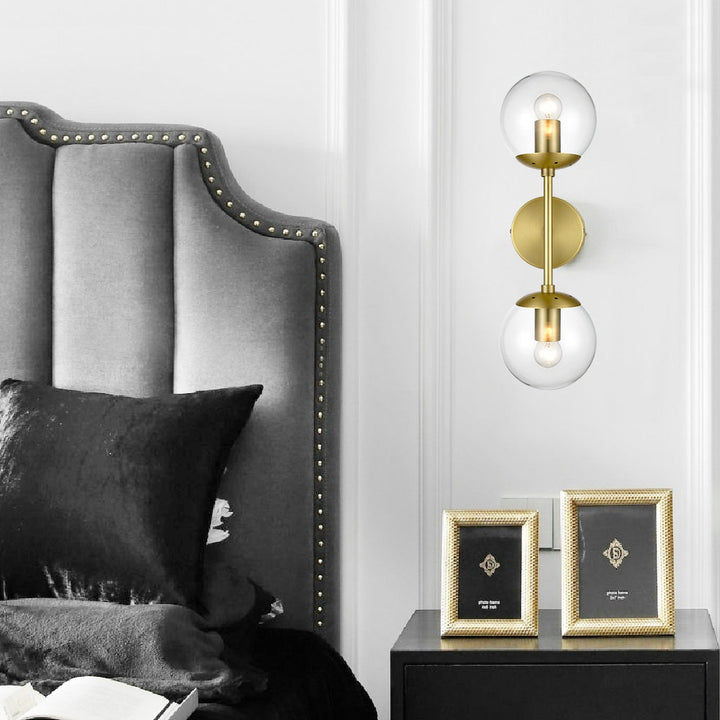 Cournoyer 2-Light Dimmable Wallchiere George Oliver Shade Color: Clear Finish: Brushed Brass