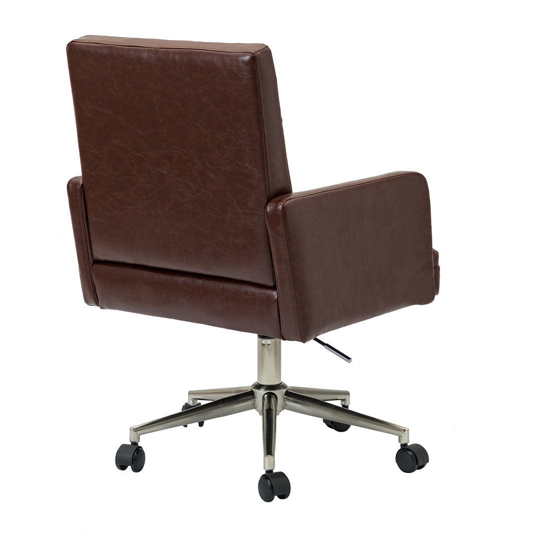 Auric Mid-Century Modern Vegan Leather Height-Adjustable Swivel Office Chair Wade Logan® Upholstery Color: Brown