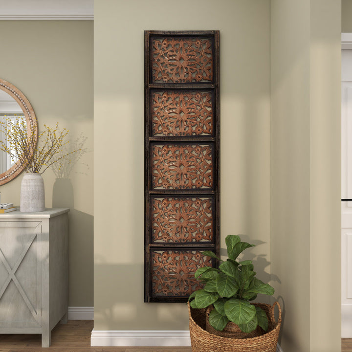 Dereona Wooden Handmade Intricately Carved Floral Home Wall Decor Bungalow Rose
