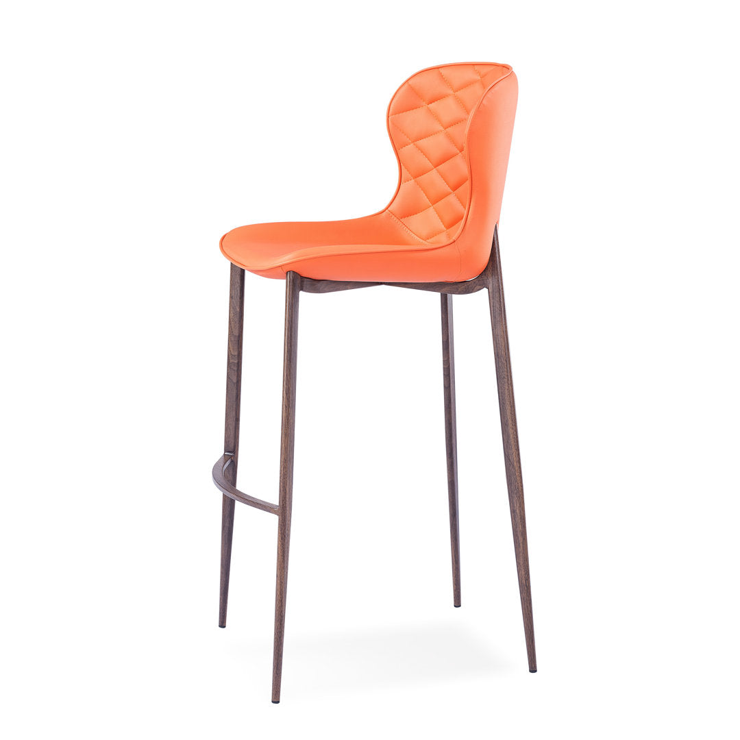 Albert Upholstered Bar & Counter Stool Upper Square™ Base Color: Wood Veneer, Upholstery Color: Orange Seat Height: Counter Stool (24” Seat Height)