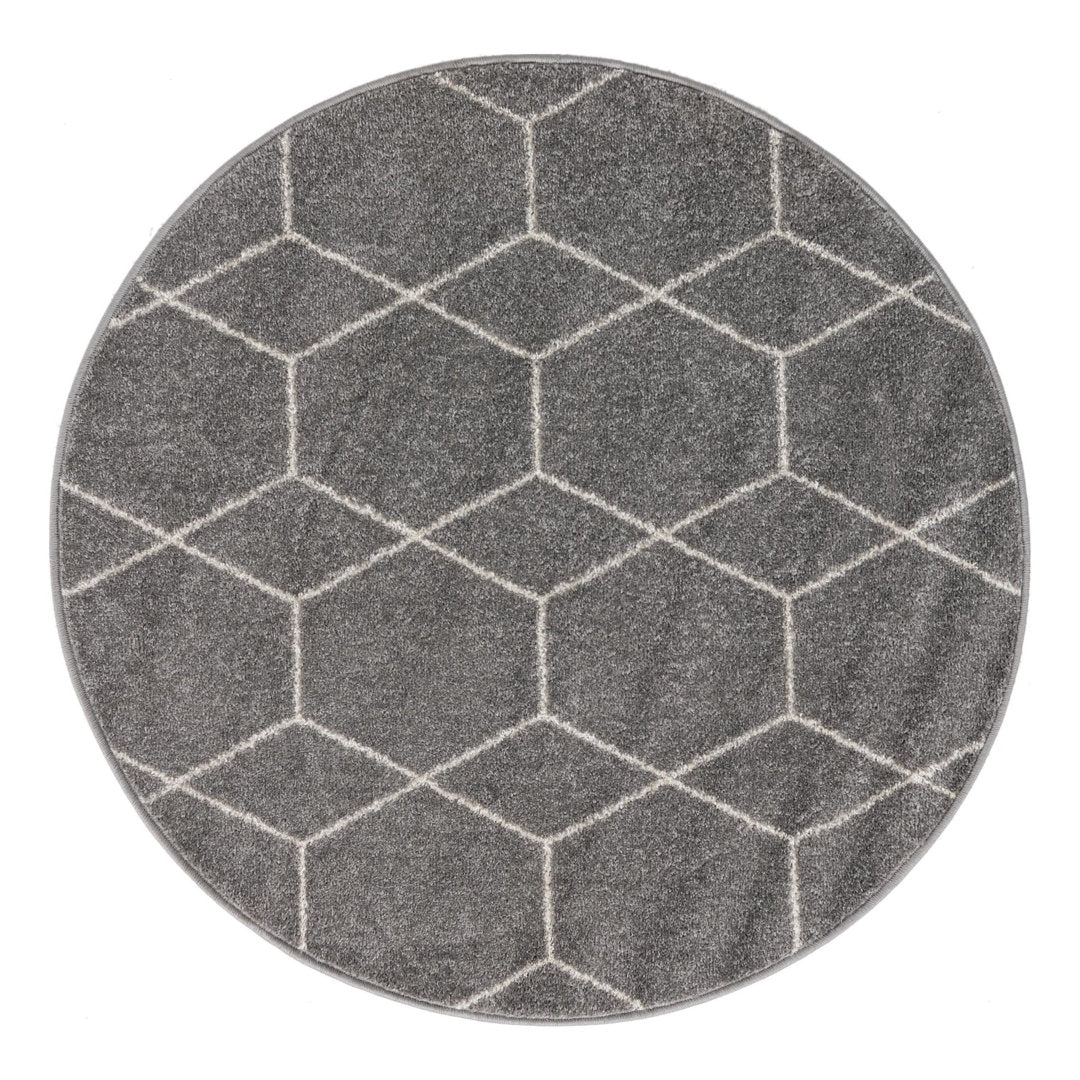 Debrodie Geometric Light Gray Area Rug George Oliver Rug Size: Round 8'
