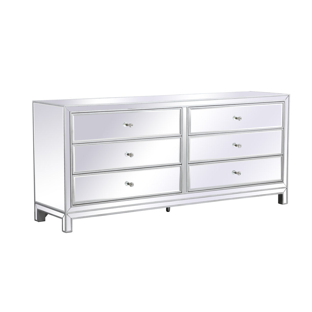 Rotella Mirrored 6 Drawer Double Dresser Everly Quinn Color: Silver