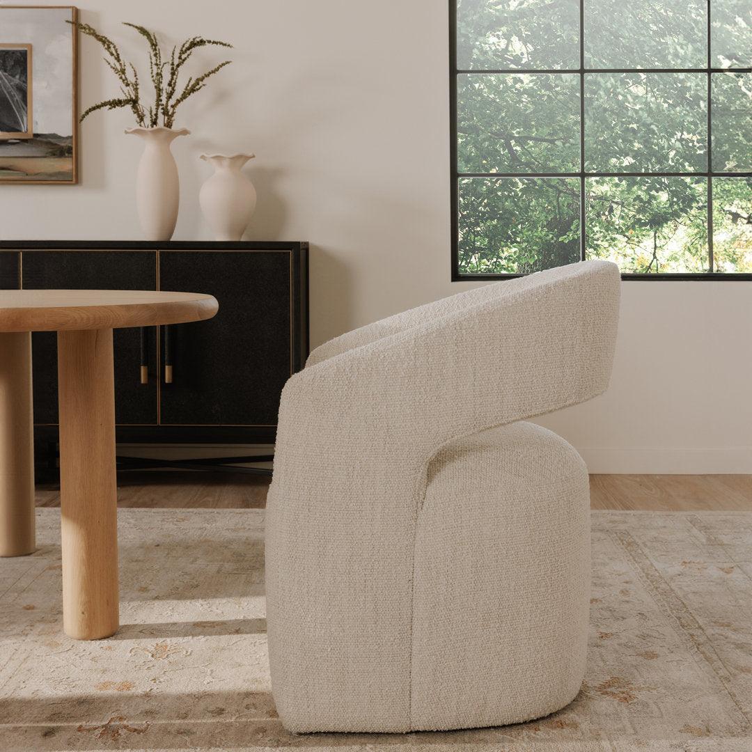 Camino Performance Fabric Rolling Arm Chair AllModern Upholstery Color: Off White Boucle
