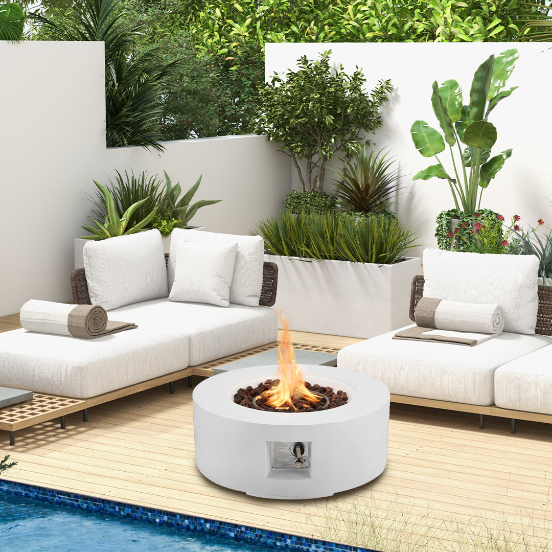 Neeshu Kentaurus 12 H Outdoor Fire Pit, Lava Rocks Arlmont & Co. Finish: White