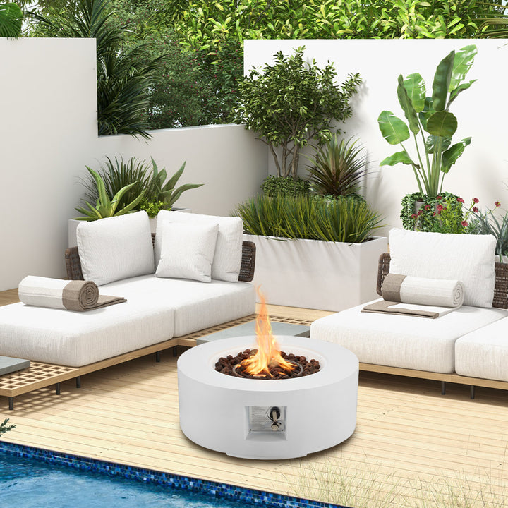 Neeshu Kentaurus 12 H Outdoor Fire Pit, Lava Rocks Arlmont & Co. Finish: White
