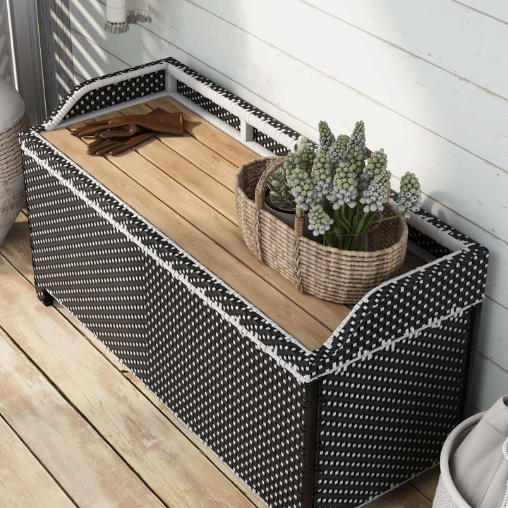 Angelah Tides Wicker Storage Bench Lark Manor™ Color: Black